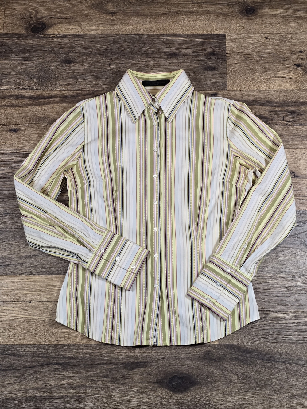 Y2k Express Womens Striped Button-Up Shirt